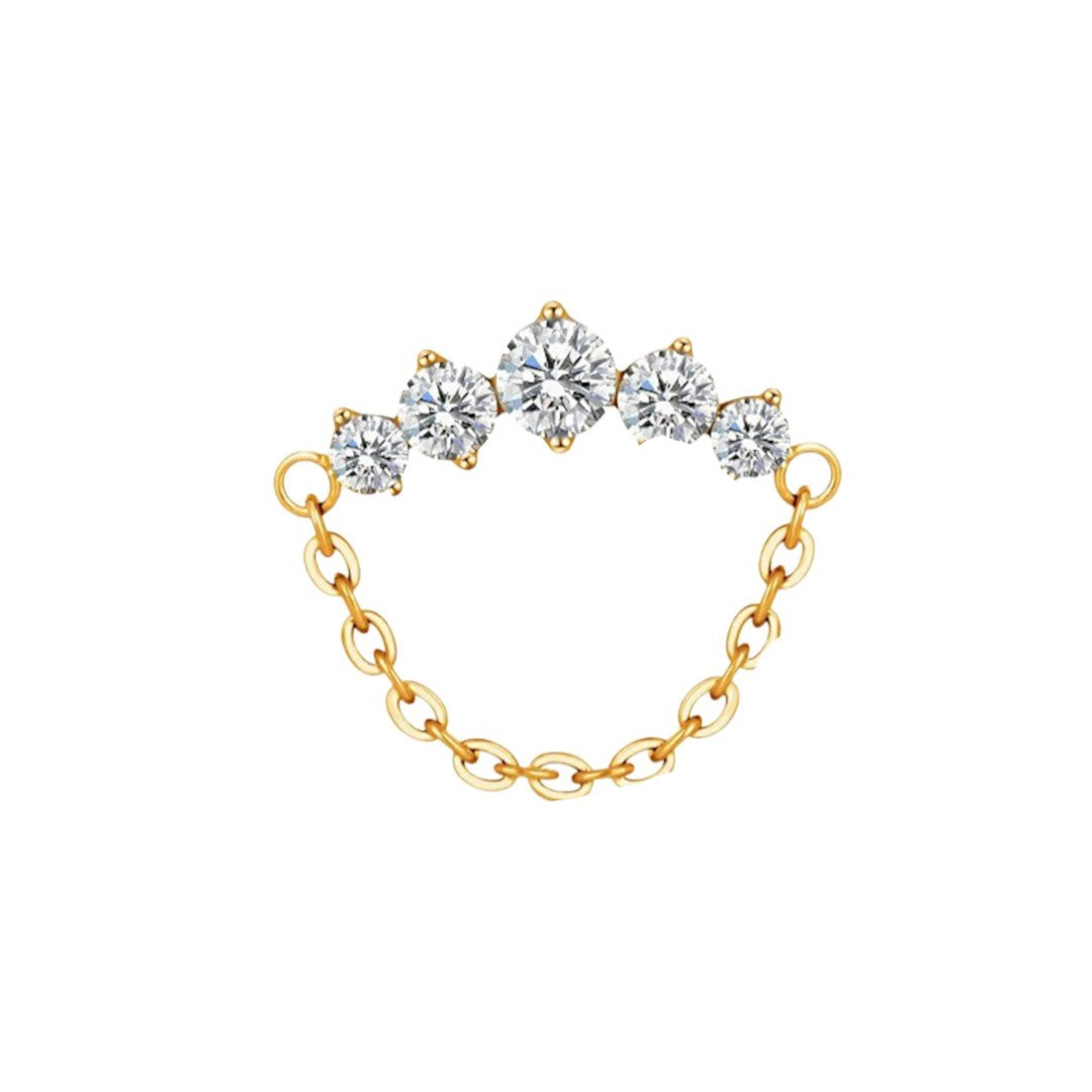 Implant Grade ASTM F136 Titanium 5 CZ Round With Chain Internaly Threaded Labret