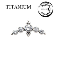 Implant Grade ASTM F136 Titanium 5 CZ Blaze With 2 Tri-bead Cluster Internaly Threaded Labret
