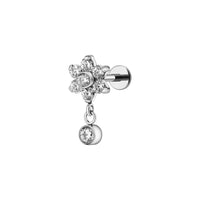 Implant Grade ASTM F136 Titanium Flower Pendant Stone Internaly Threaded Labret