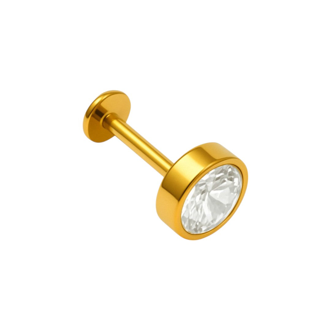 Implant Grade ASTM F136 Titanium Bezet CZ Stone Internaly Threaded Labret