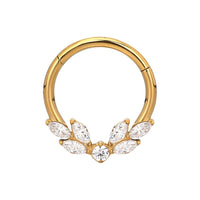 Implant Grade ASTM F136 Titanium CZ Butterfly Center and 3 Marquise CZ Segment Clicker