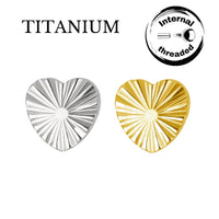 Implant Grade ASTM F136 Titanium Ridged Heart Internaly Threaded Labret