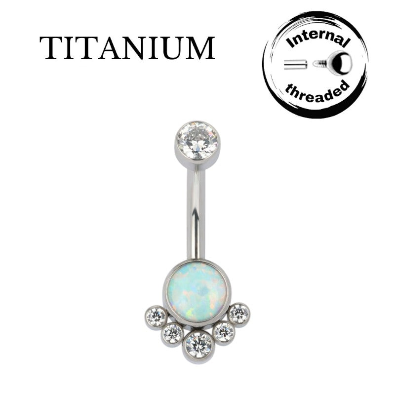 Implant Grade ASTM F136 Titanium Opal Decorations Belly Button Internaly Treaded