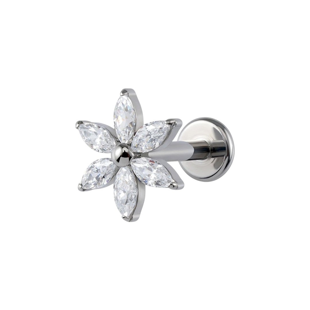 Implant Grade ASTM F136 Titanium Flower Stones Top Internaly Threaded Labret