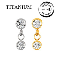 Implant Grade ASTM F136 Titanium CZ With Dangle CZ Internaly Threaded Labret