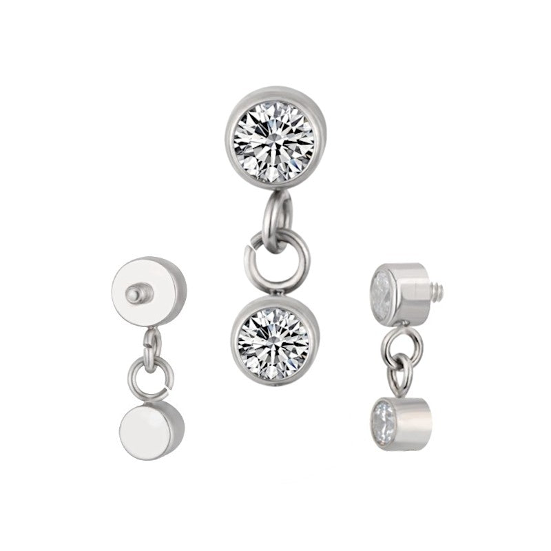 Implant Grade ASTM F136 Titanium CZ With Dangle CZ Internaly Threaded Labret
