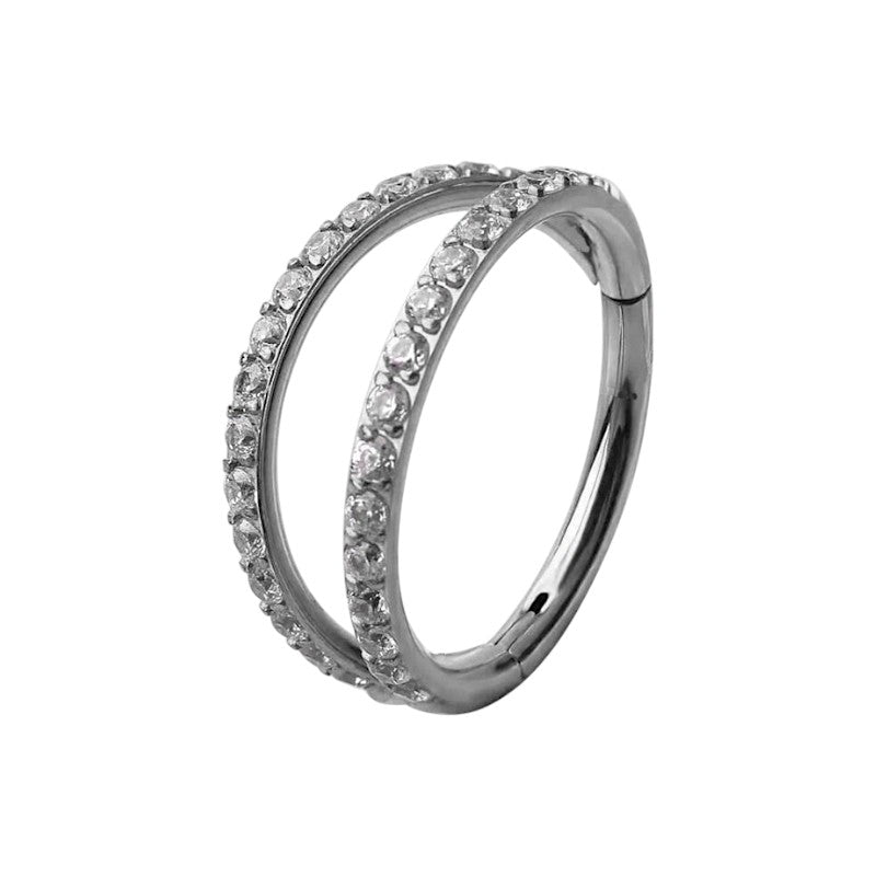 Implant Grade ASTM F136 with 2 Fans Out Design Side Facing with CZ Pave Segment Clicker