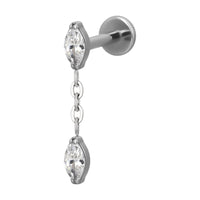 Implant Grade ASTM F136 Titanium Marquize CZ Marquize CZ Chain Dangle Internaly Threaded Labret