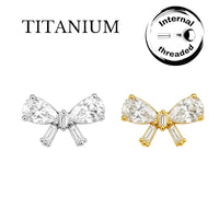 Implant Grade ASTM F136 Titanium Bowknot CZ Internaly Threaded Labret