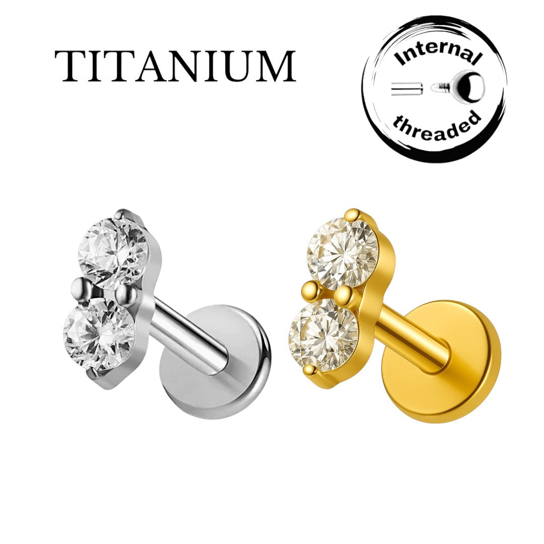Implant Grade ASTM F136 Titanium 2 CZ Small Internaly Threaded Labret