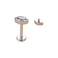 Implant Grade ASTM F136 Titanium Bezet Set Marquise CZ Internaly Threaded Labret