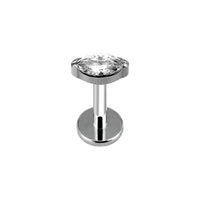 Implant Grade ASTM F136 Titanium 1 Oval CZ Or Opal Internaly Threaded Labret