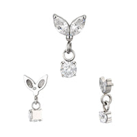 Implant Grade ASTM F136 Titanium 2 Marquise CZ Marquise Dangle CZ Internaly Threaded Labret
