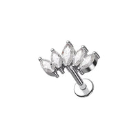 Implant Grade ASTM F136 Titanium 5 CZ Marquise Crown Internaly Threaded Labret