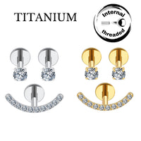 Implant Grade ASTM F136 Titanium Smiley Stones Internaly Threaded Labret
