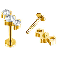 Implant Grade ASTM F136 Titanium 3 CZ Blaze Set Curve Internaly Threaded Labret