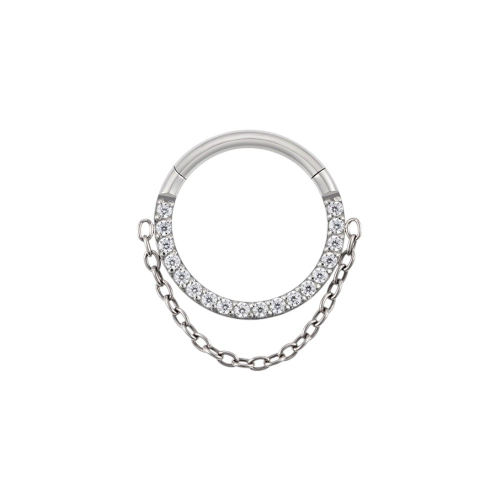Implant Grade Titanium ASTM F 136 One Chain CZ Stone Segment Clicker