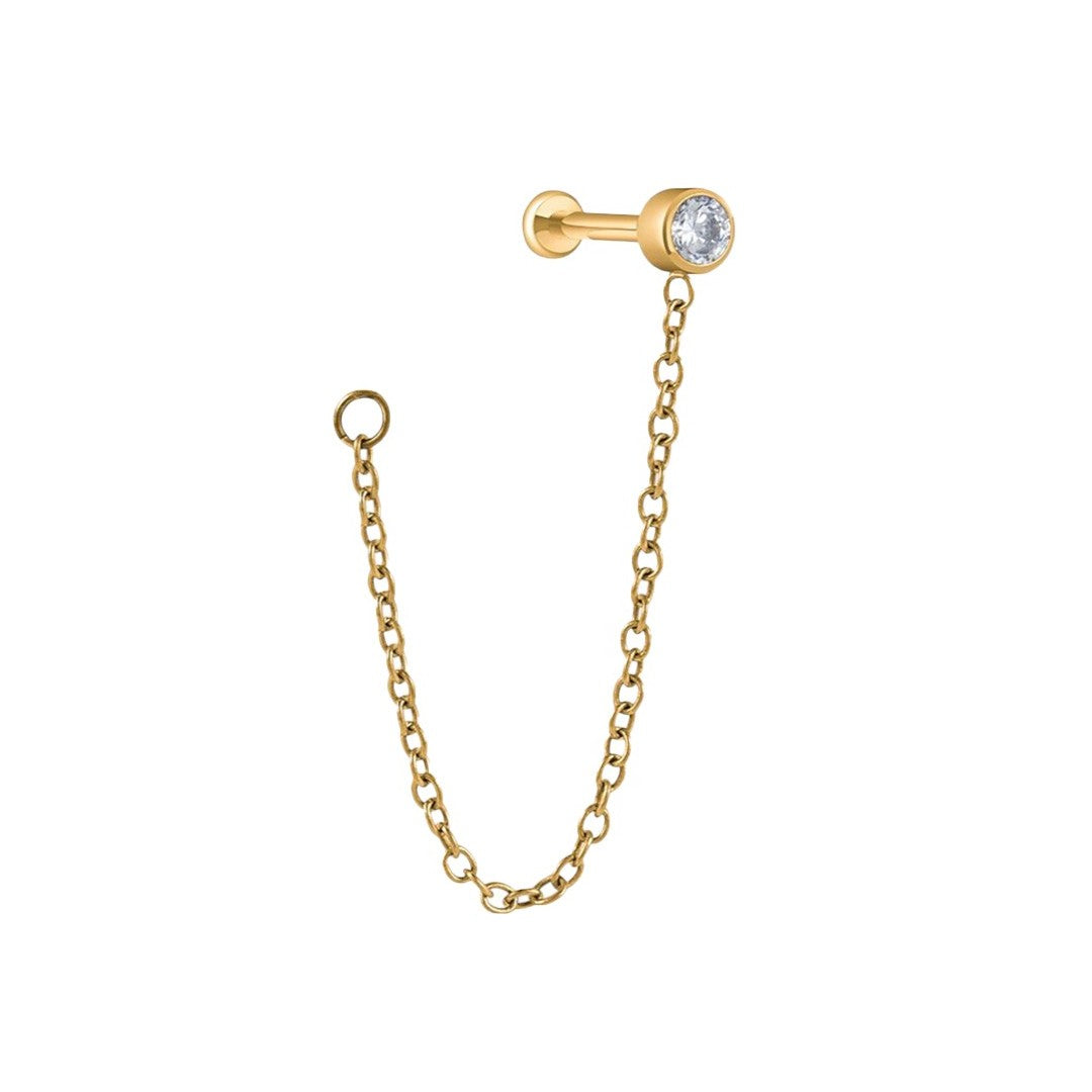 Implant Grade ASTM F136 Titanium Chain Stone Internaly Threaded Labret