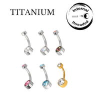 Implant Grade ASTM F136 Titanium Swarovski Stone Belly Button Internaly Treaded