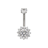 Implant Grade ASTM F136 Titanium Sunflower Stones Belly Button Internaly Treaded