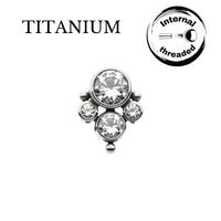 Implant Grade ASTM F136 Titanium 4 CZ Blaze With 3 Balls Internaly Threaded Labret