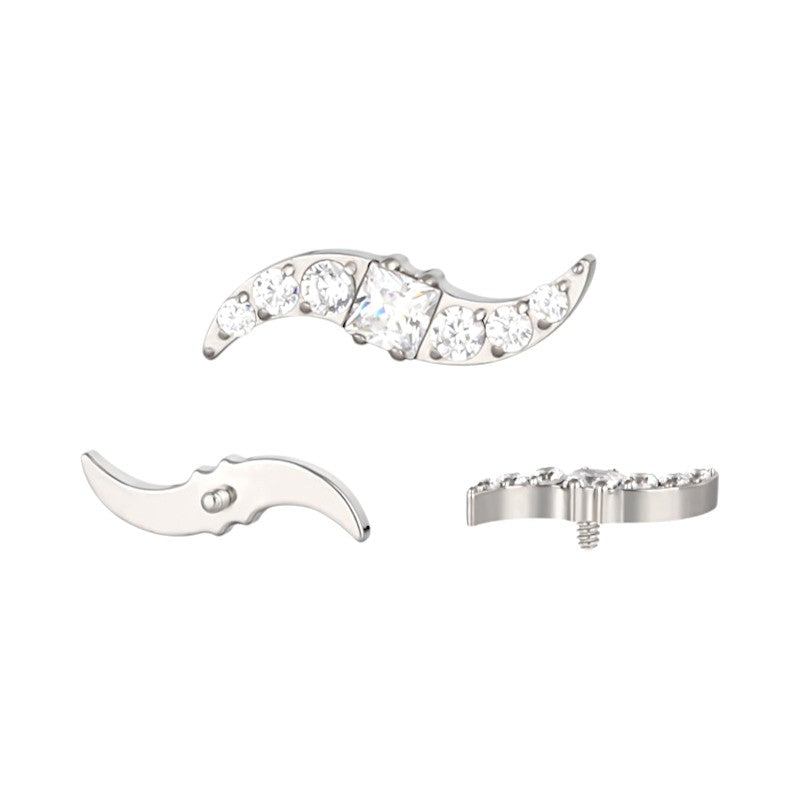 Implant Grade ASTM F136 Titanium CZ Paved Dart Internaly Threaded Labret