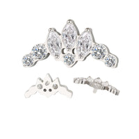 Implant Grade ASTM F136 Titanium 3 Prong Set Marquise With 5 Round CZ Internaly Threaded Labret