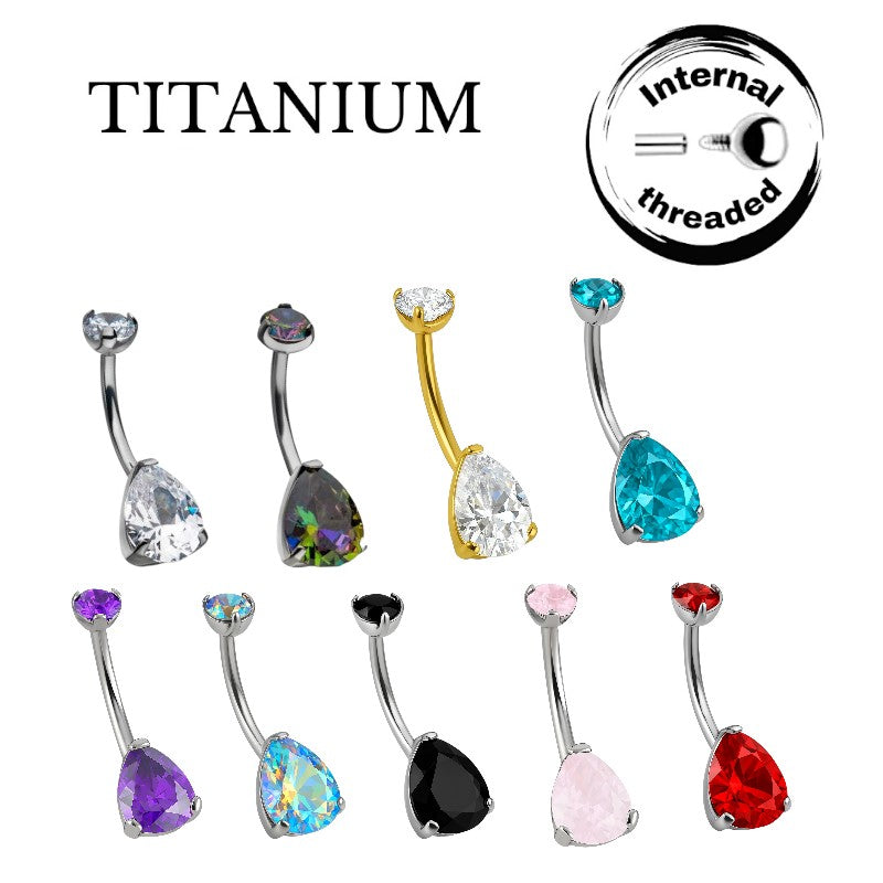 Implant Grade ASTM F136 Titanium Drop Stone Belly Button Internaly Treaded