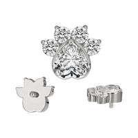 Implant Grade ASTM F136 Titanium Cat Claw With Heart CZ Internaly Threaded Labret