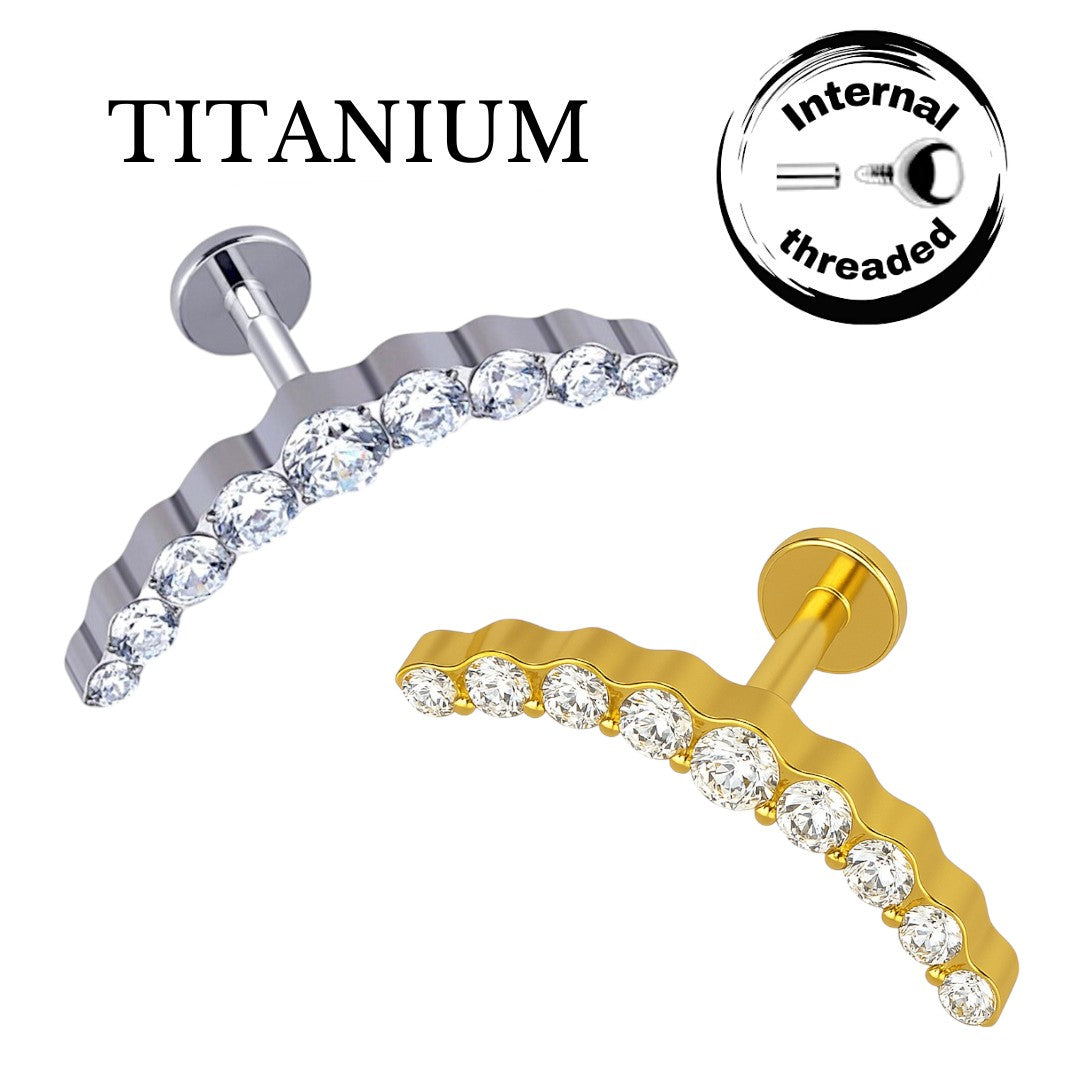 Implant Grade ASTM F136 Titanium Curve Stones Internaly Threaded Labret