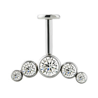 Implant Grade ASTM F136 Titanium Hidden Helix Five Stones Internaly Threaded Labret