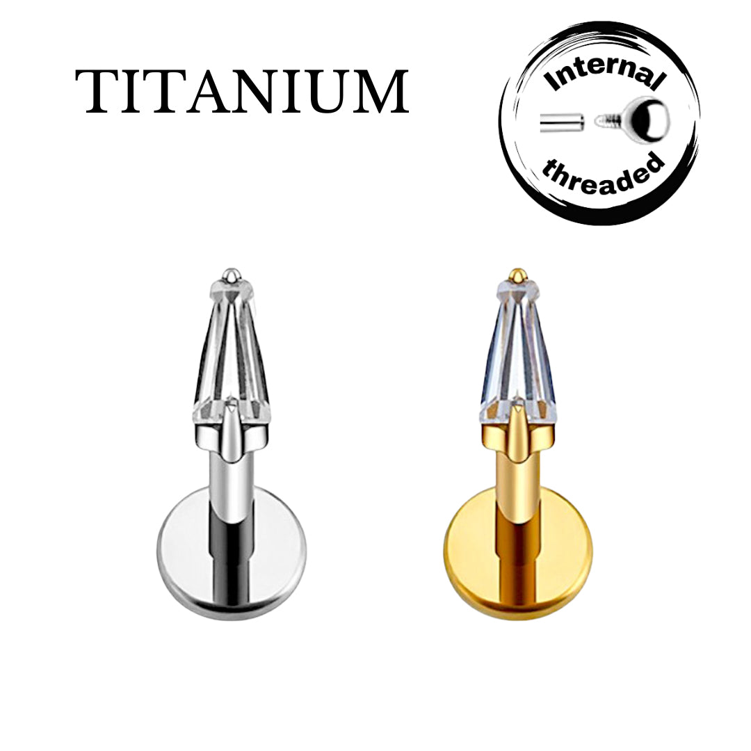 Implant Grade ASTM F136 Titanium Pointy Diamond Internaly Threaded Labret