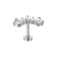 Implant Grade ASTM F136 Titanium 7 Prong Set Marquise CZ Internaly Threaded Labret