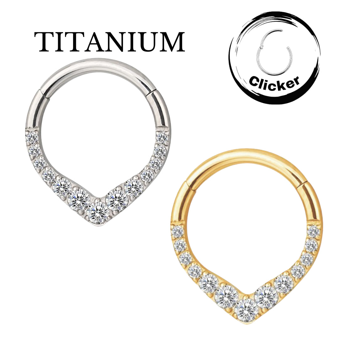 Implant Grade ASTM F136 Titanium V Shape with Forward Facing CZ Paved Segment Clicker
