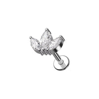 Implant Grade ASTM F136 Titanium 3 CZ Marquise W Internaly Threaded Labret