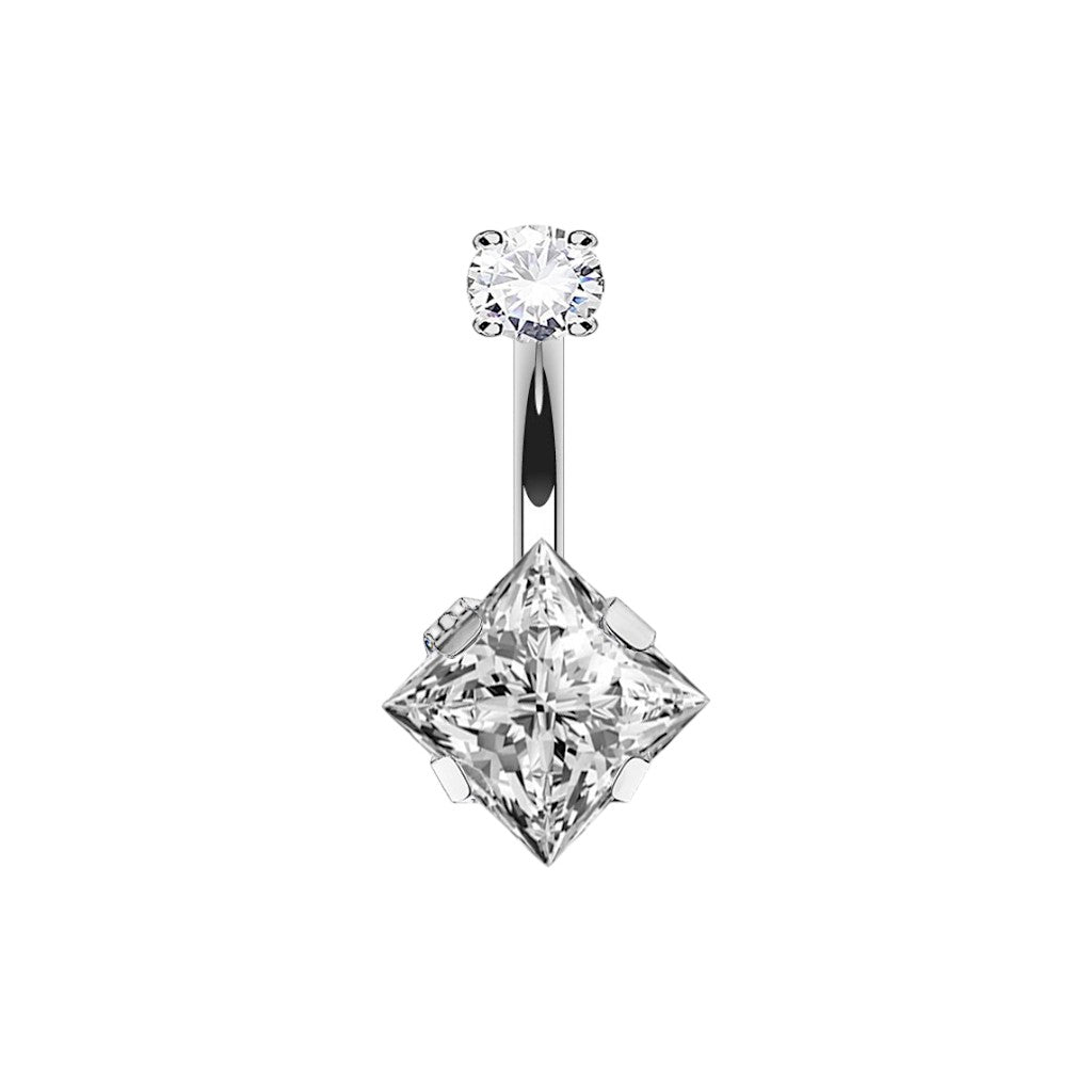 Implant Grade ASTM F136 Titanium Square Stone Belly Button Internaly Treaded