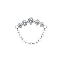 Implant Grade ASTM F136 Titanium 5 CZ Round With Chain Internaly Threaded Labret