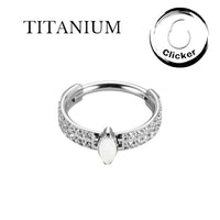 Implant Grade ASTM F136 Titanium 2 Rows Opal Stone Pave Side With Marquise Stone Center Segment Clicker