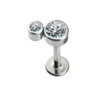 Implant Grade ASTM F136 Titanium Bezet Set 2 CZ Stone Cluster Internaly Threaded Labret