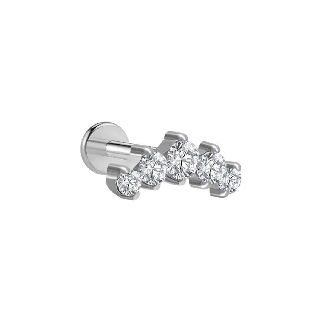Implant Grade ASTM F136 Titanium 5 CZ Marquise Internaly Threaded Labret