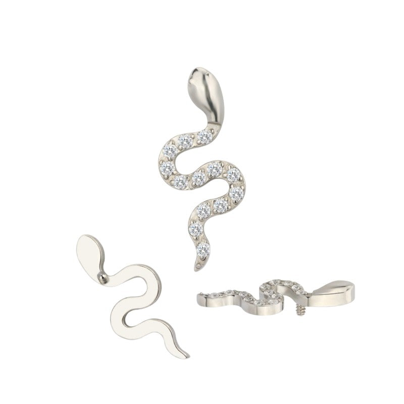 Implant Grade ASTM F136 Titanium CZ Paved Snake Internaly Threaded Labret