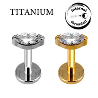 Implant Grade ASTM F136 Titanium 1 Oval CZ Or Opal Internaly Threaded Labret