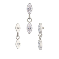 Implant Grade ASTM F136 Titanium Marquise CZ Dangle Chain Marquise CZ Internaly Threaded Labret
