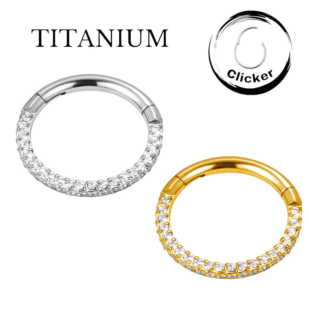 Implant Grade ASTM F136 Titanium CZ Pave On 2 Face and Side Segment Clicker