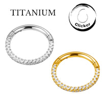 Implant Grade ASTM F136 Titanium CZ Pave On 2 Face and Side Segment Clicker