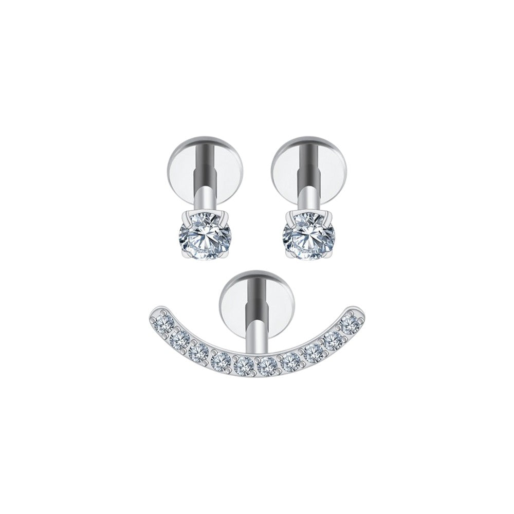 Implant Grade ASTM F136 Titanium Smiley Stones Internaly Threaded Labret