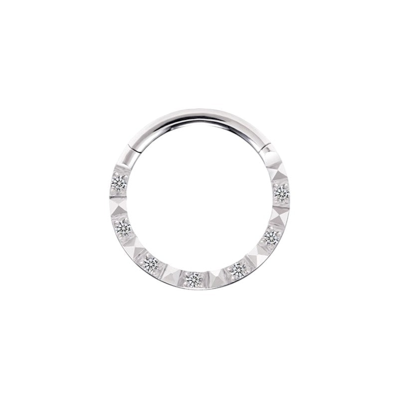Implant Grade ASTM F136 Titanium Square Cut and CZ Pave Face Side Segment Clicker