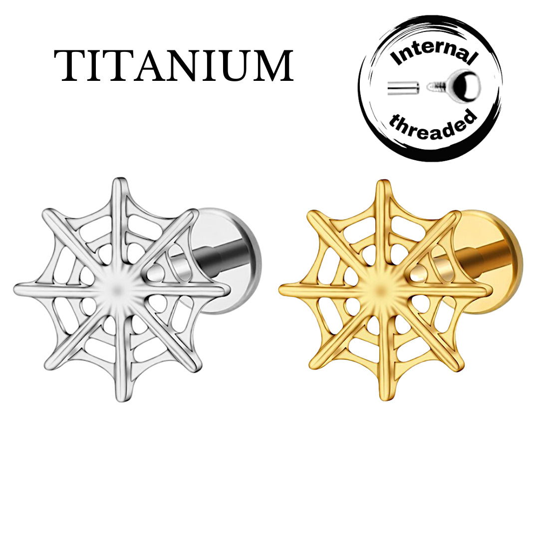 Implant Grade ASTM F136 Titanium Spiderweb Internaly Threaded Labret