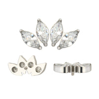 Implant Grade ASTM F136 Titanium 4 Marquise Prong Set CZ Fan Internaly Threaded Labret