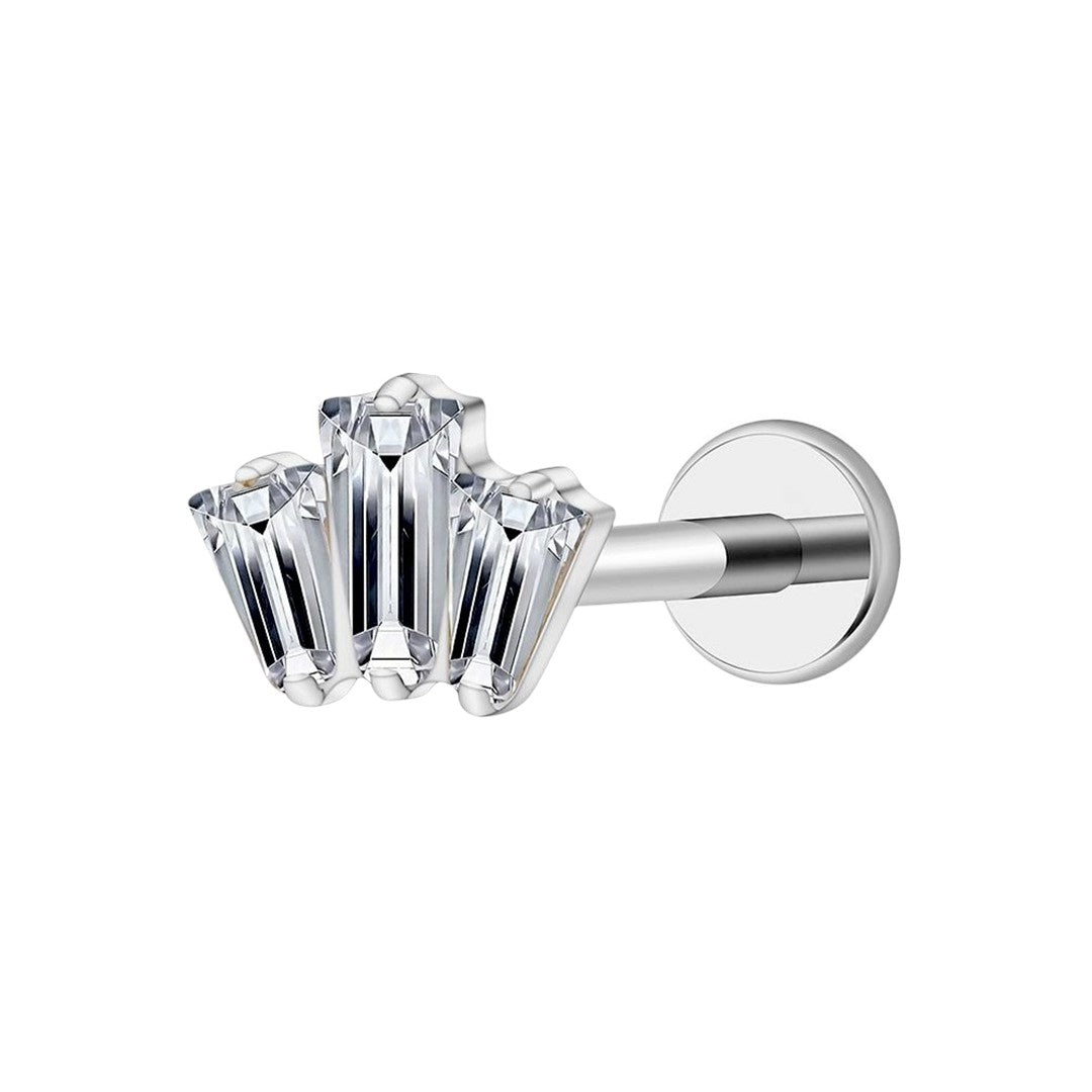 Implant Grade ASTM F136 Titanium 3 CZ Stone Square Internaly Threaded Labret